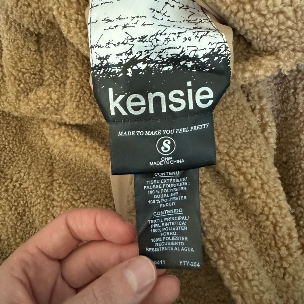 Kensie Teddy Faux Shearling Coat Jacket Brown Tan - Picture 4 of 11